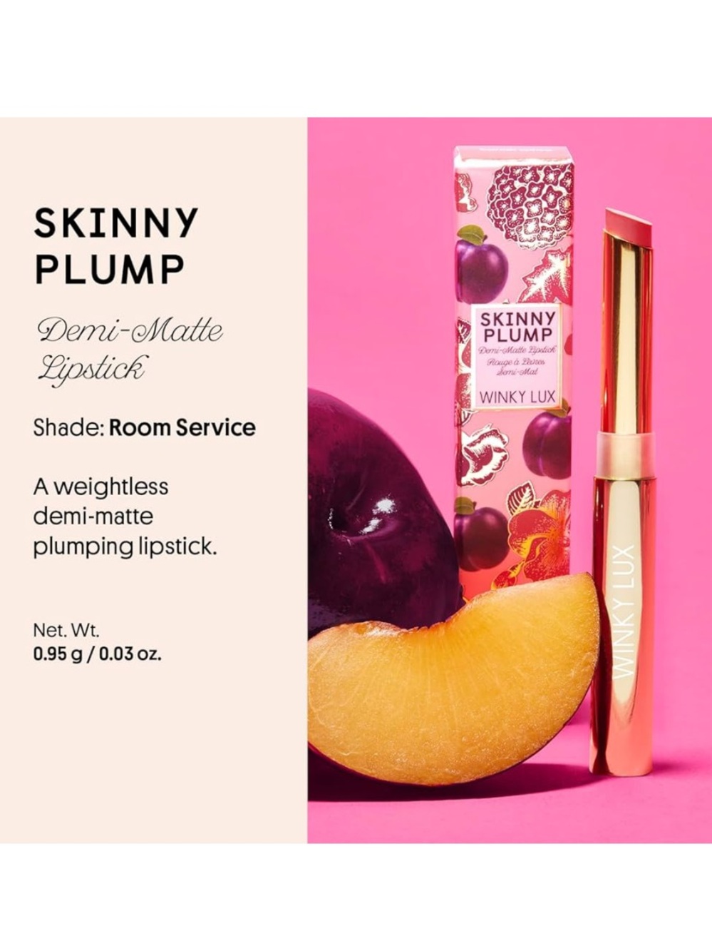 WINKY LUX Skinny Plump Demi-Matte Lipstick in Room Service 0.03 oz / 0.95 g - Picture 4 of 16